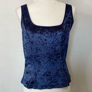 90s Victoria’s Secret Midnight Blue Crushed Velvet Stretch Camisole Blouse Top L